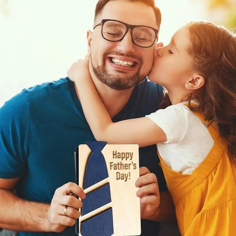 Складная деревянная коробка для карточек на День отца Бумажная книга с