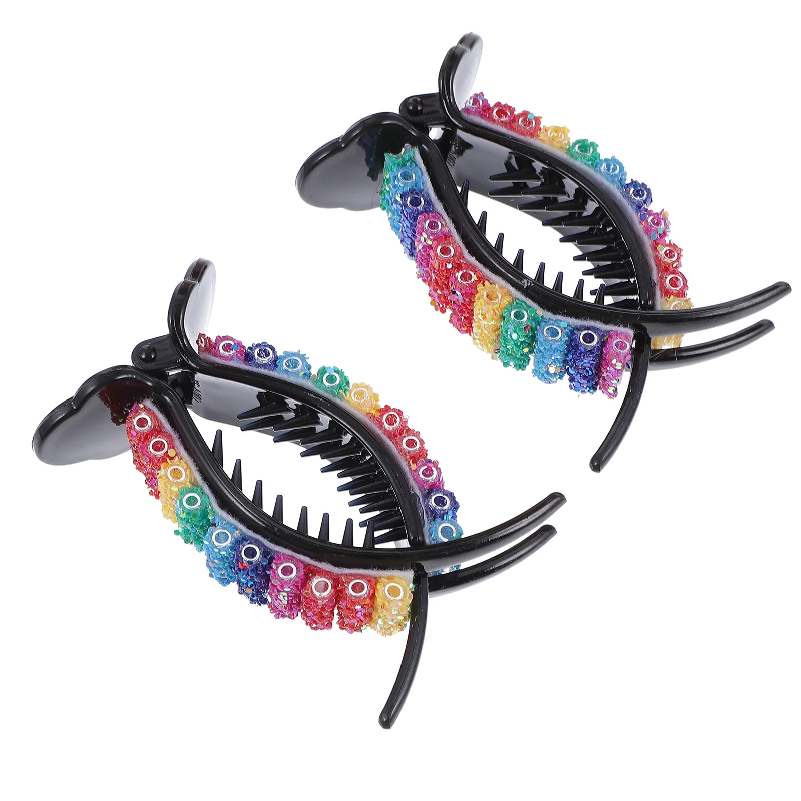 

2 Pcs Rhinestone Hair Clips Dryer Colorful Female Clamp Toothed Barrette Retro Large Non-slip Hairpin Strong Hold Barrettes