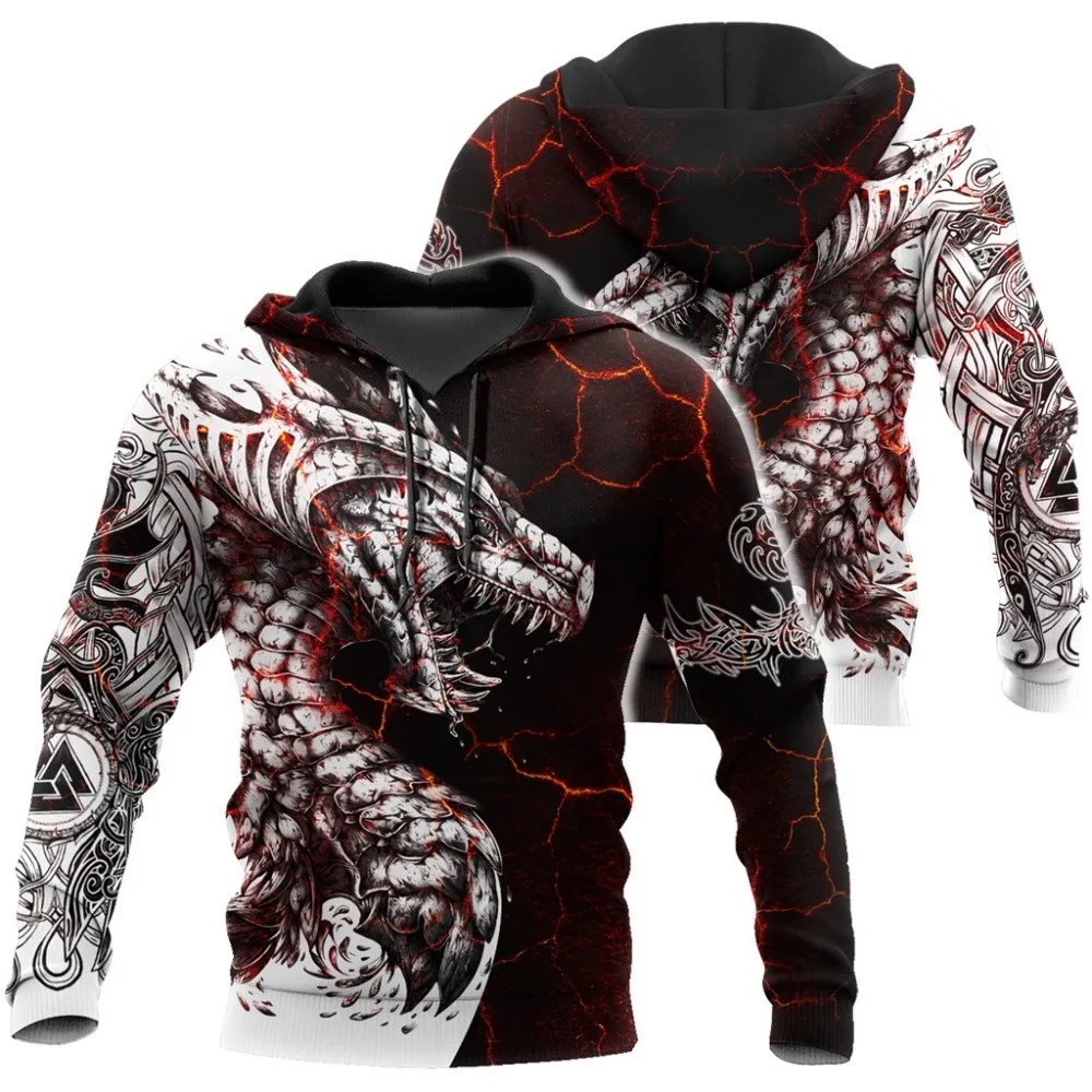 

Autumn Black & White Tattoo Dragon 3D Men Hoodies Sweatshirt Unisex Streetwear Zipper Pullover Casual Jacket Tracksuits