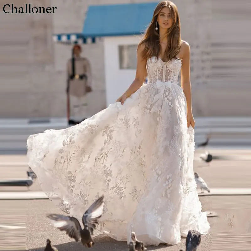 Купи Challoner Classic Wedding Dresses Collar Strapless With Lace Appliques Bow Sleeveless Sexy Backless Chiffon Vestido De Novia за 7,922 рублей в магазине AliExpress