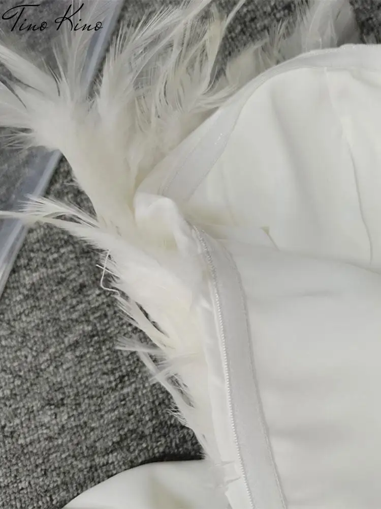 Комбинезон женский с перьями пикантный Элегантный Пушистый комбинезон открытой