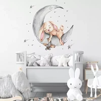 watercolor style cartoon bear bunny wall stickers for bbay nursery room decoration wall decals for kids room decor pvc matte