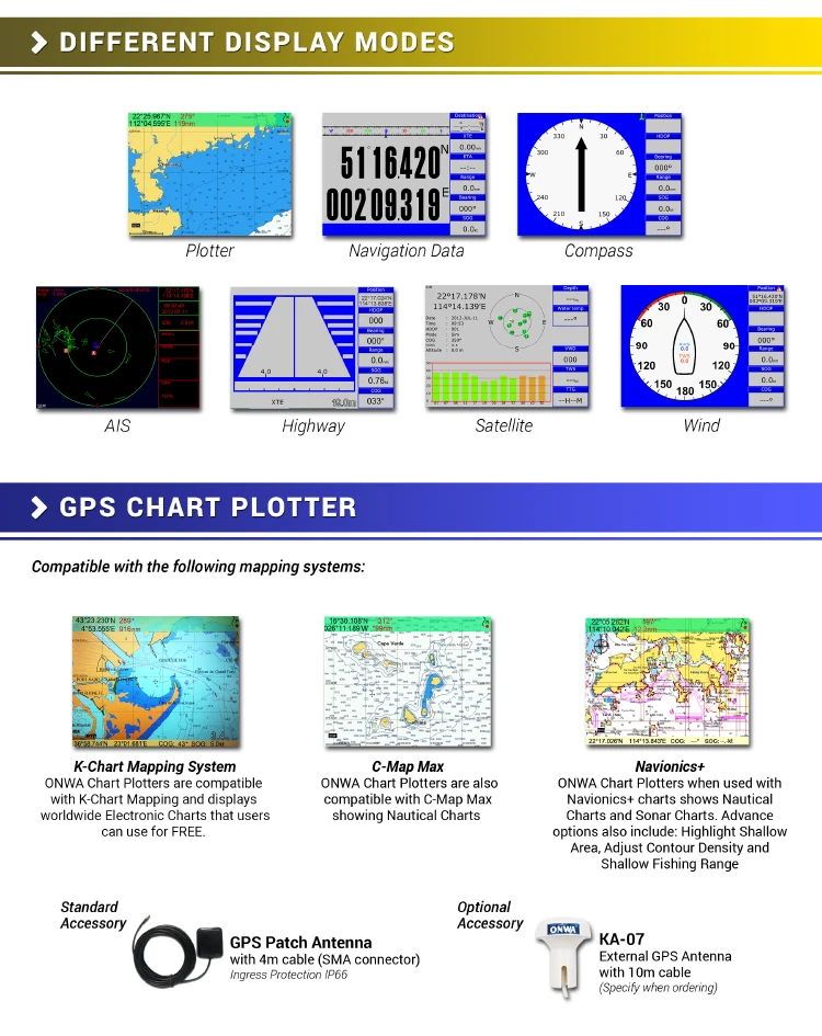 7-дюймовый плоттер с ЖК-дисплеем GPS и встроенным транспондером AIS класса B KP-708A