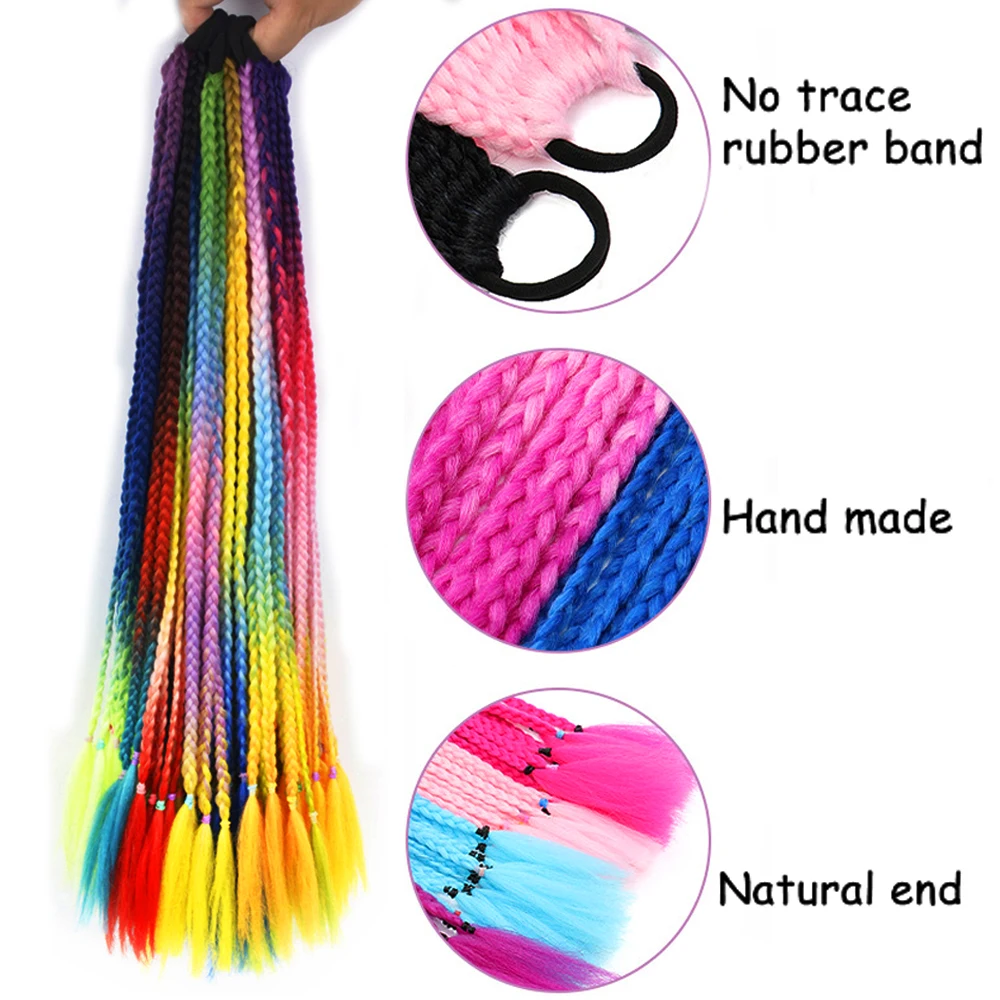 Волосы для девочек 24 дюйма оплетка ed Box эластичная резинка удлинители волос