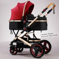 Belecoo Lightweight Luxury Baby Stroller 3 in 1 Portable High Landscape Reversible Stroller Hot Mom Pink Stroller Travel Pram