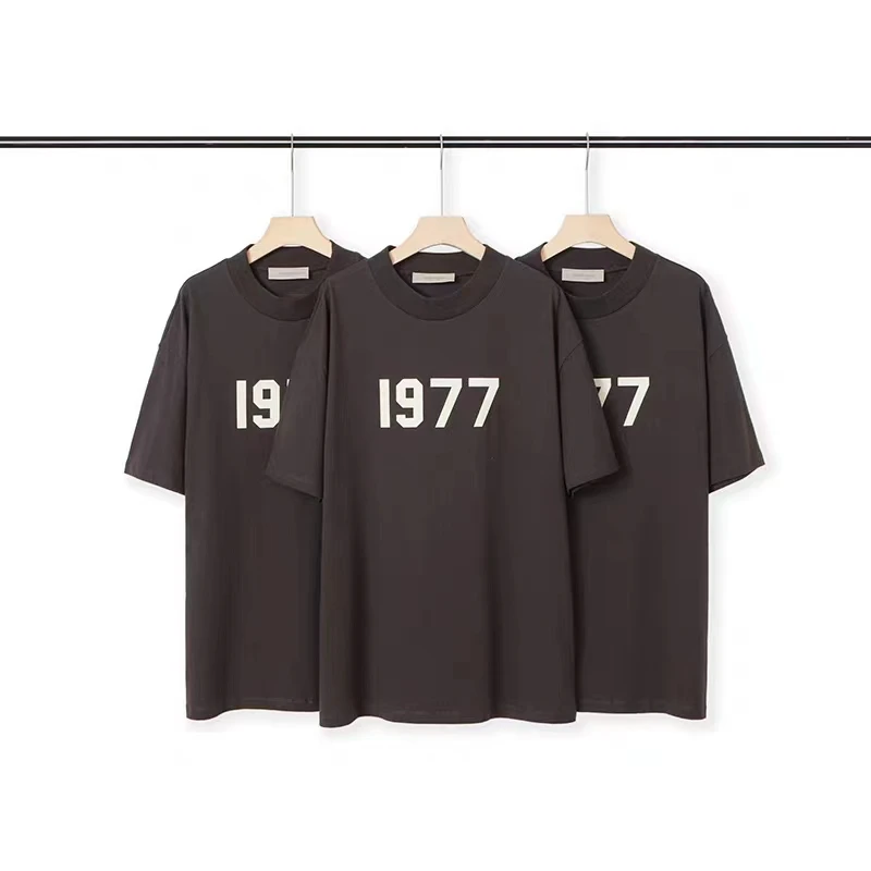 

Number 1977 Flocking Logo Boxy ESSENTIALS T-Shirt Summer Men Women High Quality Oversize Casual T Shirt Tops Tee