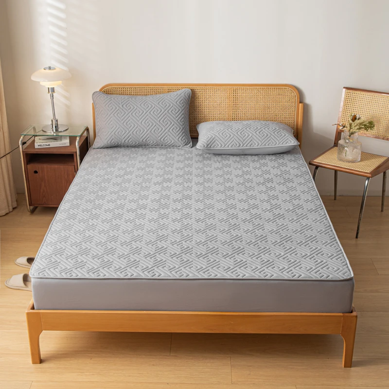 

Водонепроницаемый матрас, протектор, утолщенное хлопковое покрывало для двуспальной кровати, противоскользящее покрывало, однотонное (без наволочки)