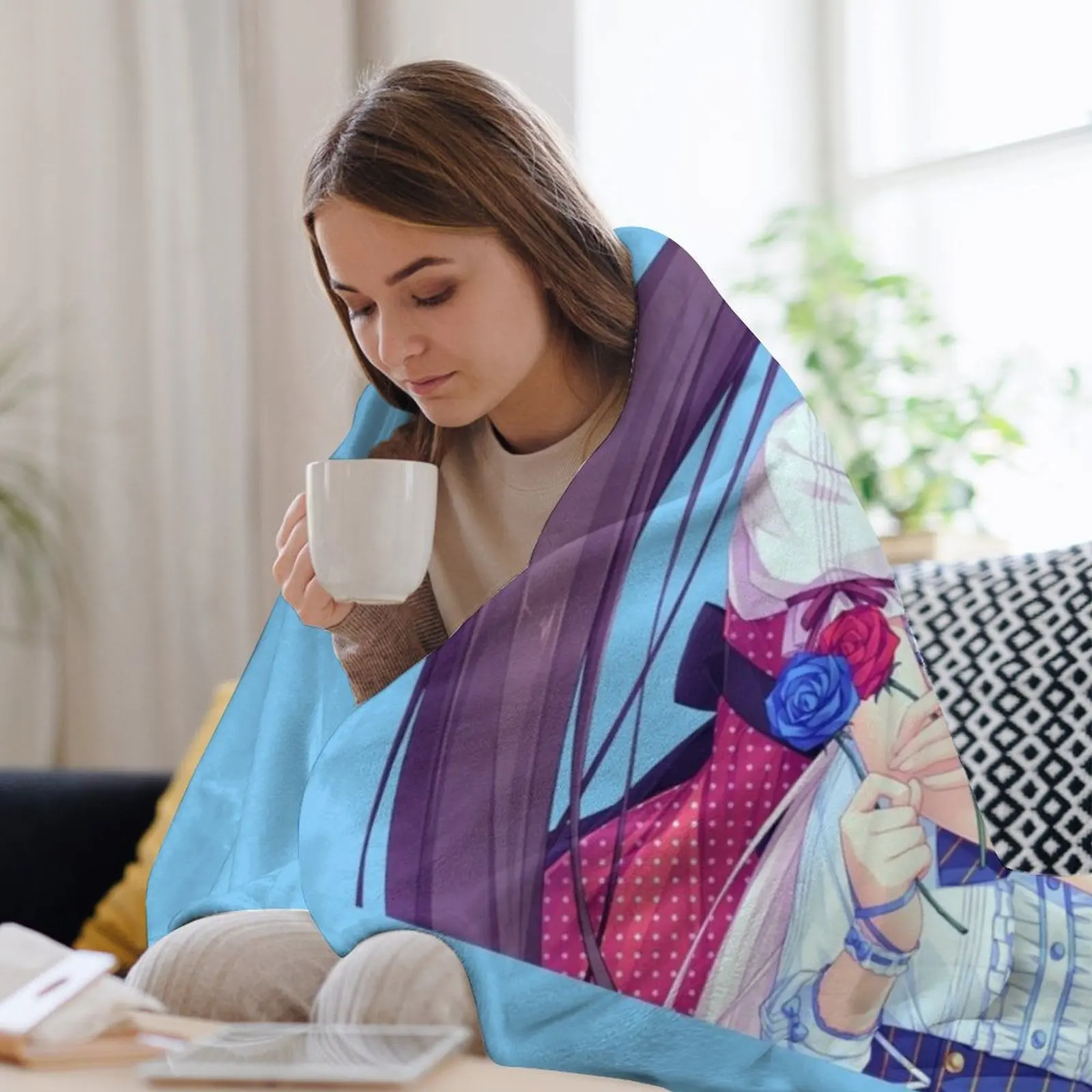 Ваниль Чокола Nekopara Catgirl аниме Kawaii пледы теплое мягкое плюшевое клетчатое зимнее