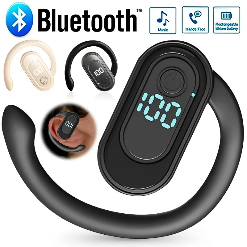 Bluetooth 5 4 светодиодный цифровой дисплей наушники с ушным крючком беспроводные Hi-Fi