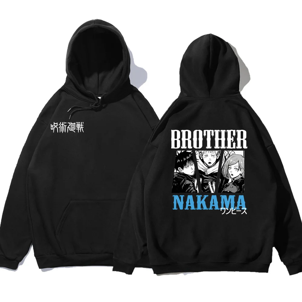 

Brother Nakama Double-Sided Print Hoody Men Harajuku Style Hoodies Crewneck Hip Hop Hoody Crewneck Loose Hoodie New Sweatshirt