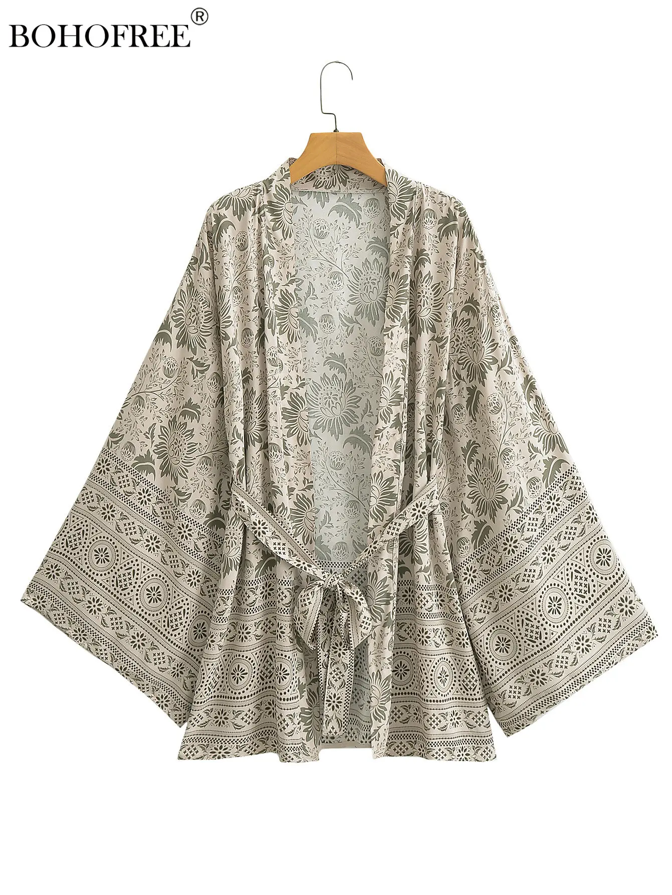 Винтажная шикарная пляжная одежда из вискозы и хлопка с цветочным принтом, праздничная Пляжная накидка-бикини с длинным рукавом, женское платье в богемном стиле, кимоно Винтажная шикарная пляжная одежда из вискозы и хлопка с цветочным принтом, праздничная Пляжная накидка-бикини с длинным рукавом, женское платье в богемном стиле, кимоно