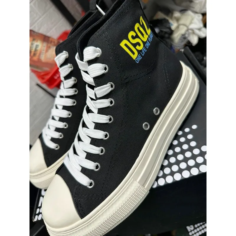 

Free Shipping 2023 Lace-up Men Italy Brand DSQ2 D2 Print Canvas Shoe Casual Sneakers ICON Height Increasing Running Shoes 38-45