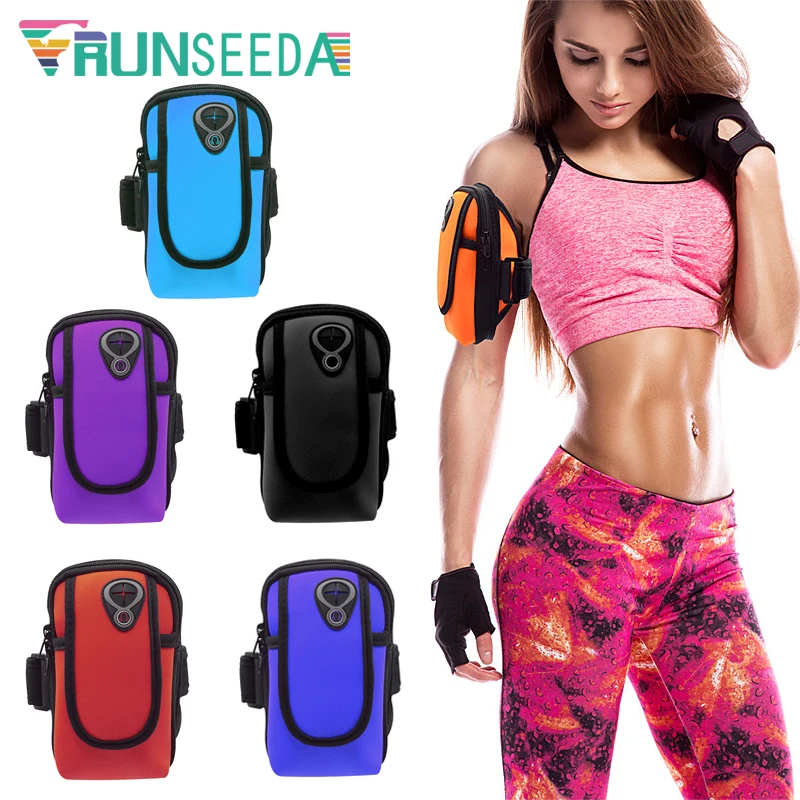 

Runseeda Running Sports Armband Bag Cycling Mobile Phones Arm Bag 6 inch Smartphone Pouch For Jogging Fishing Riding Gym Fitness