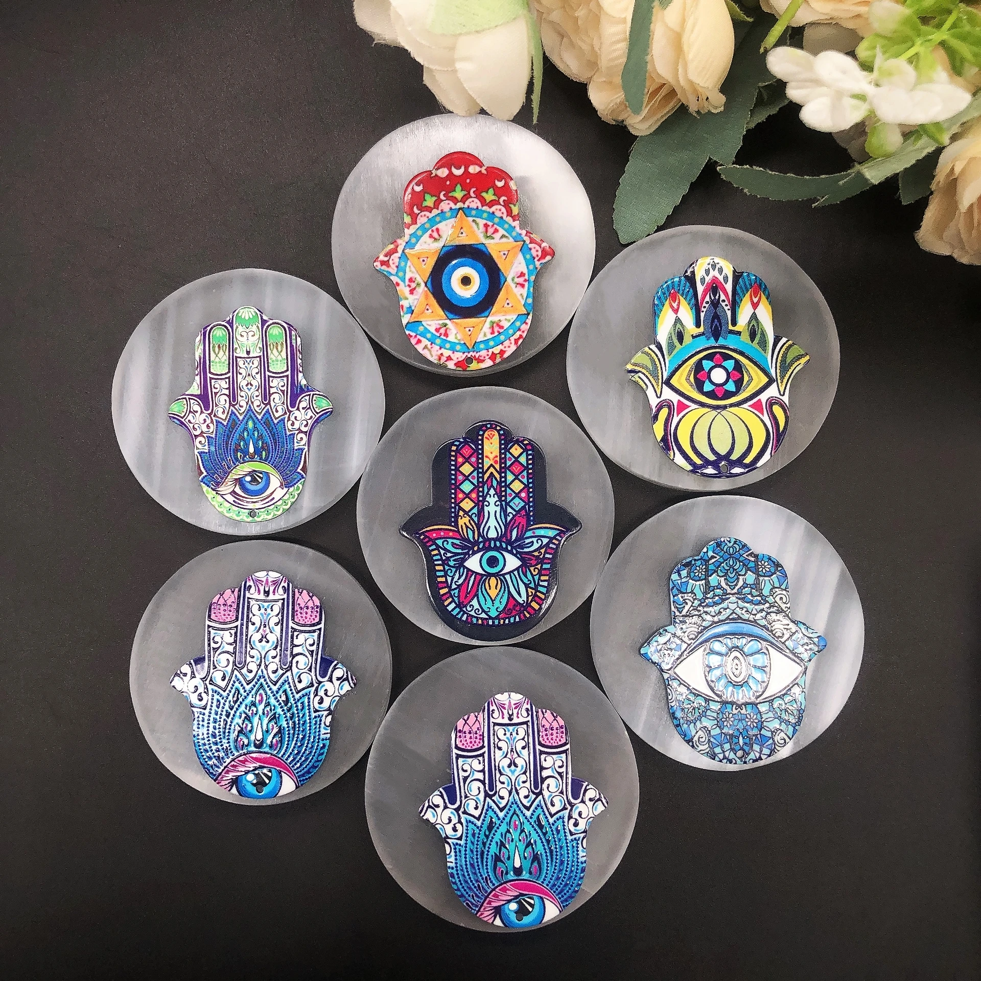 Натуральный селенит 6 см Стеклянная Каменная Плитка глаз чакра волшебное ведро