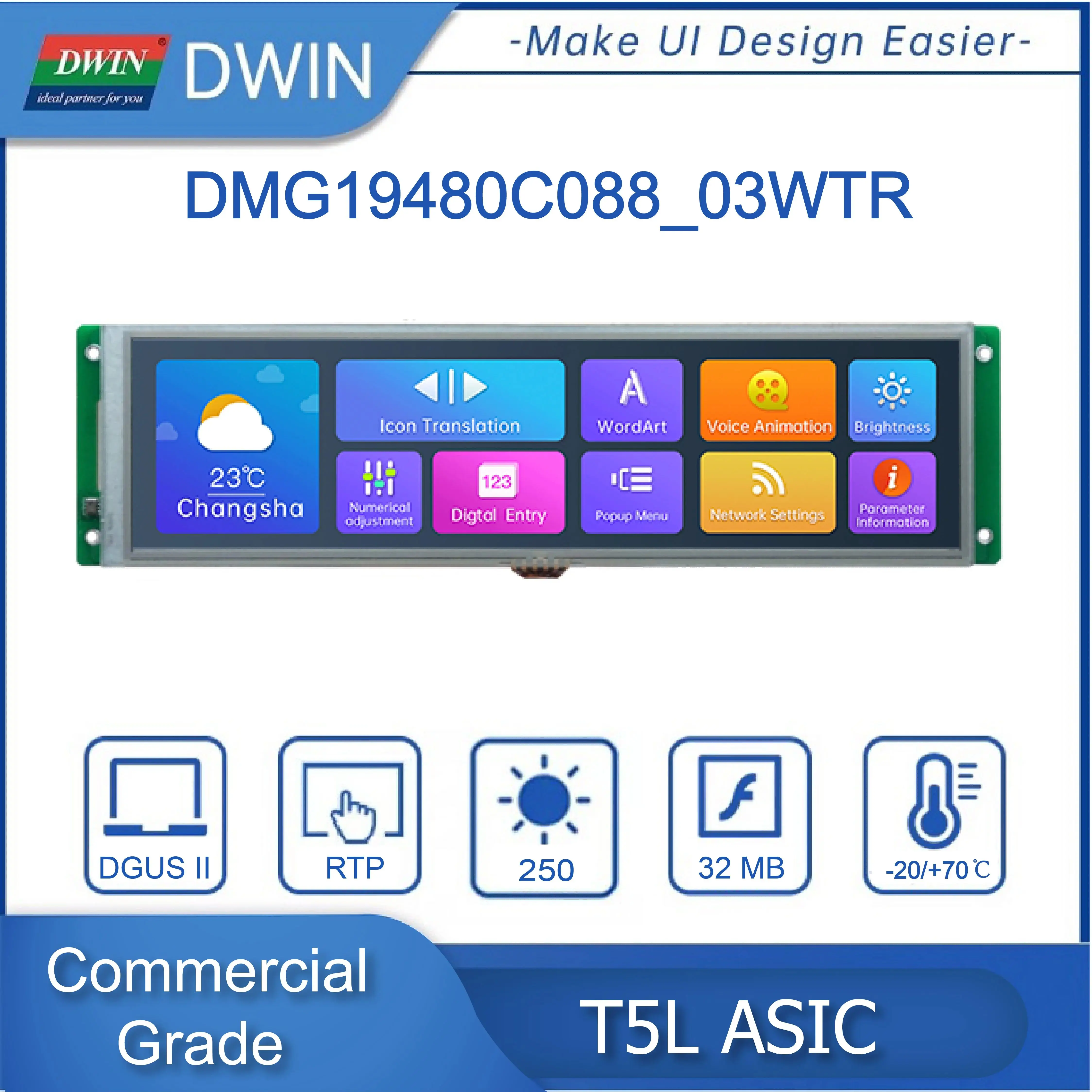 Экран ЖК-модуля DWIN IPS 8,8 дюйма, 1920*480 бар | AliExpress