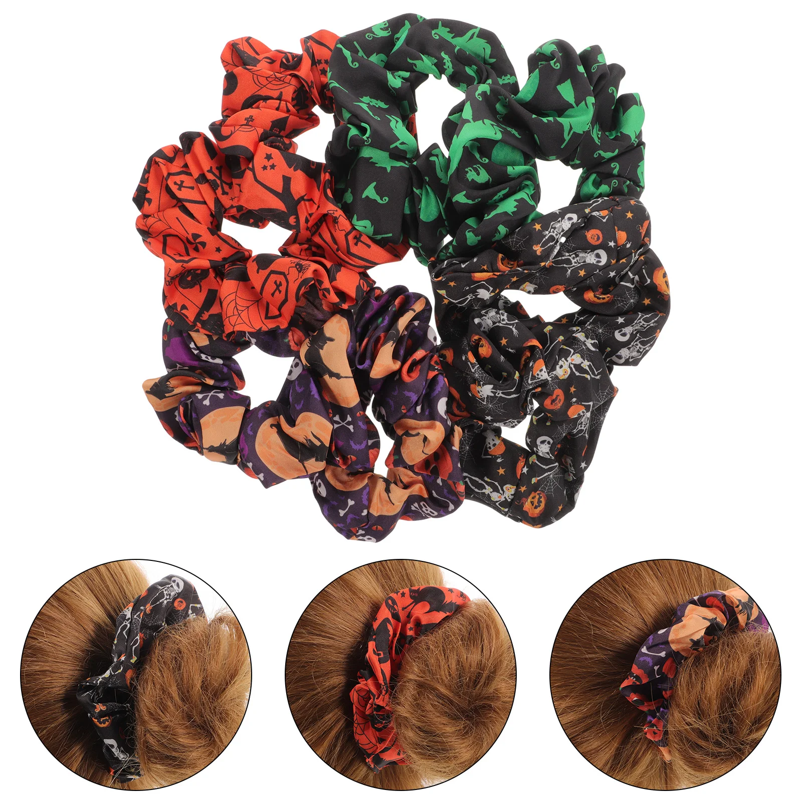 

8 Pcs Halloween Hair Tie Rings Girls Accessories Headband Scrunchies Headdress Fabric Ties Transparent
