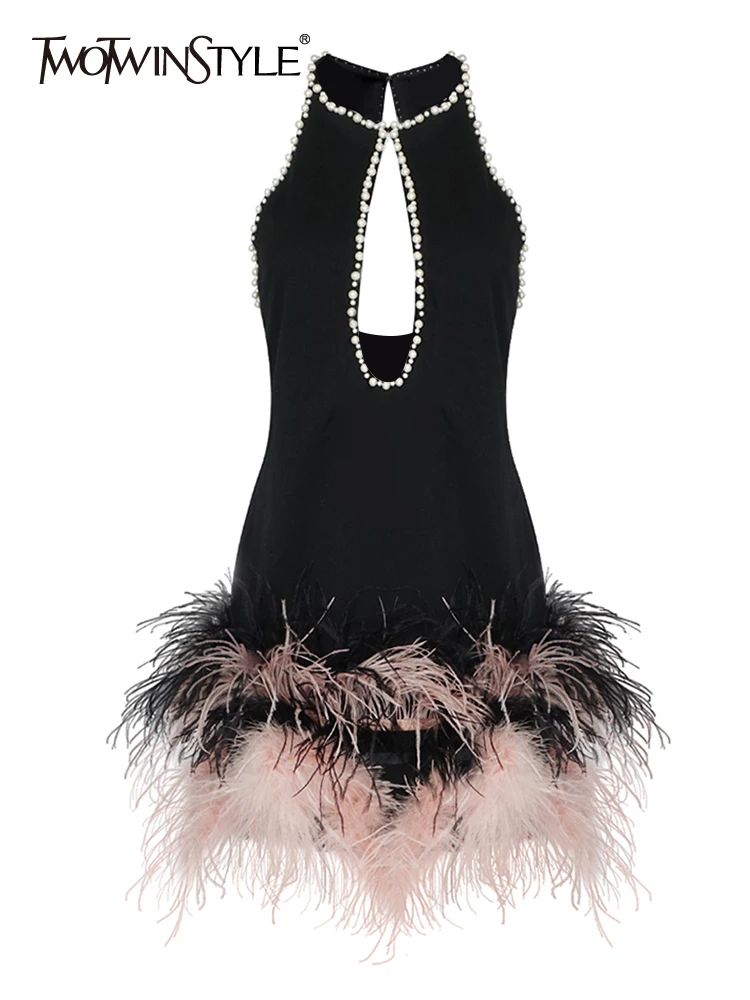 

Женское платье без рукавов TWOTWINSTYLE, белое платье составного кроя с круглым вырезом, высокой талией и вышивкой на лето 2019