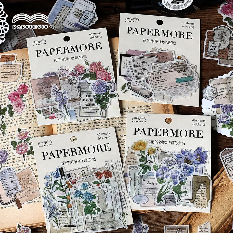 

40pcs/lot Kawaii Scrapbook Sticker Ode to Flowers Scrapbooking Supplies diary Planner Decorative Craft Stationery Sticker