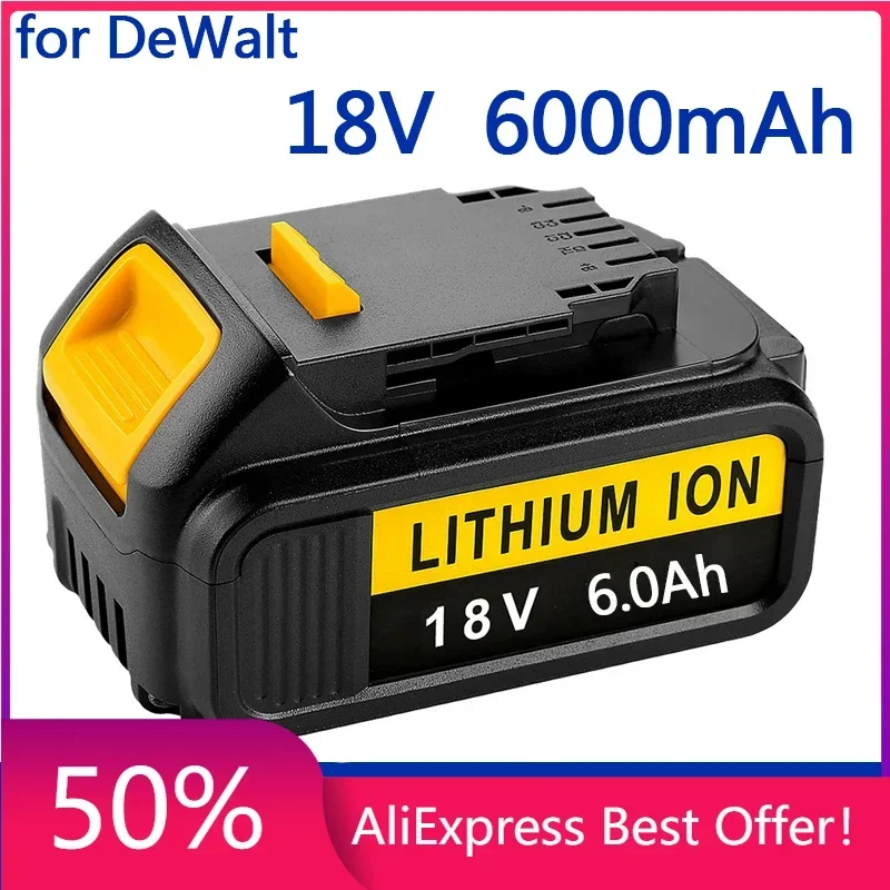 

100% Original For DeWalt 18V 6000mAh Rechargeable Power Tools Battery with LED Li-ion Replacement DCB205 DCB204-2 20V DCB206