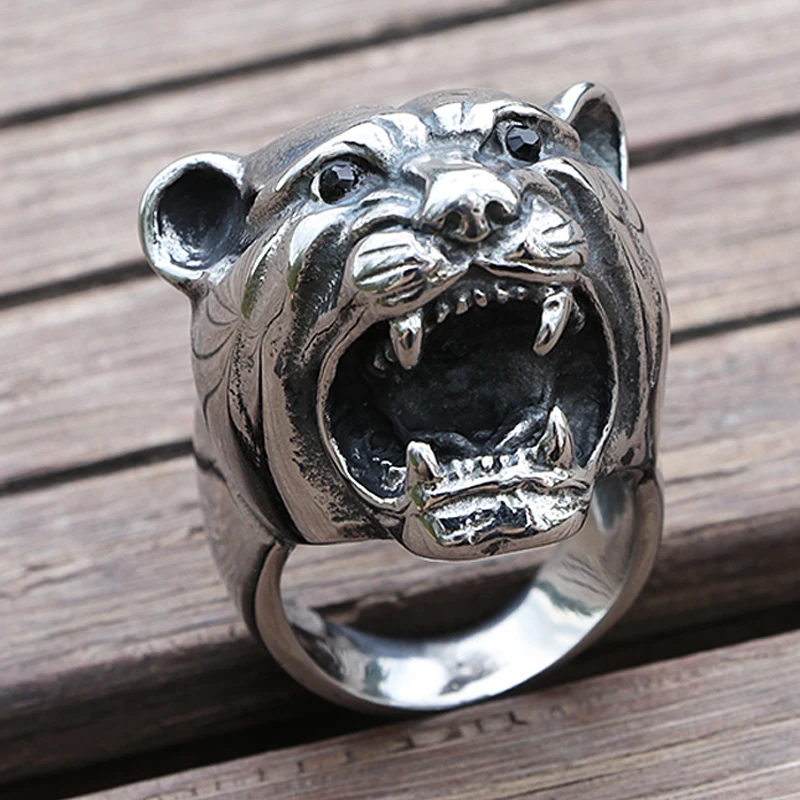 Властная полировка голова Пантеры мужское кольцо из нержавеющей стали тяжелый