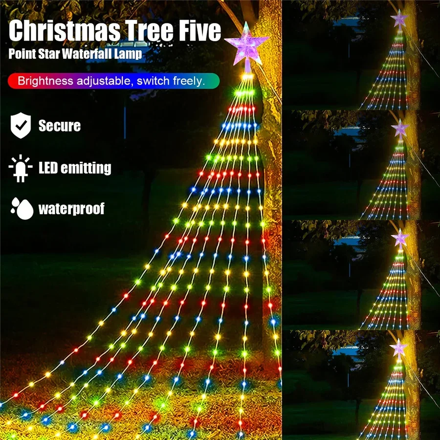 Водонепроницаемая Рождественская гирлянда Tirvose с 9 звездами 8 режимов
