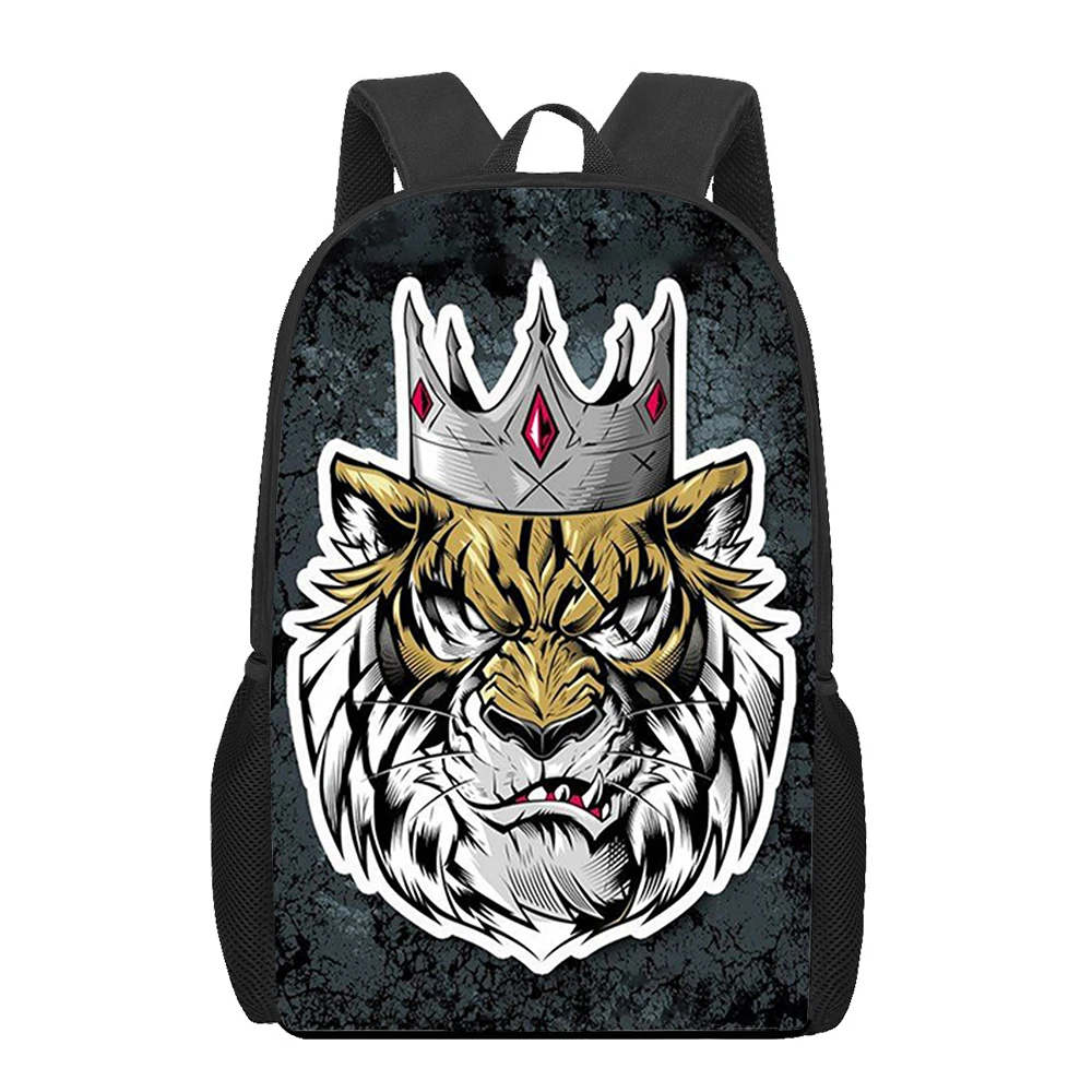 

Animal Tiger Crown Printing School Bags for Girls Boys Casual Children's Book Bag Teenagers Backpack Kids Student School Bags