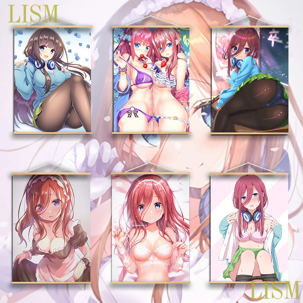 

The Quintessential Quintuplets Nakano Miku Nino Ichika Anime manga wall Poster solid wood hanging scroll canvas painting