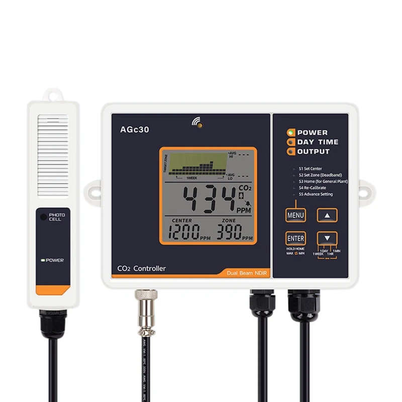 Горячий Agc30 умный контроллер CO2 двухканальный NDIR датчик день и ночь детектор
