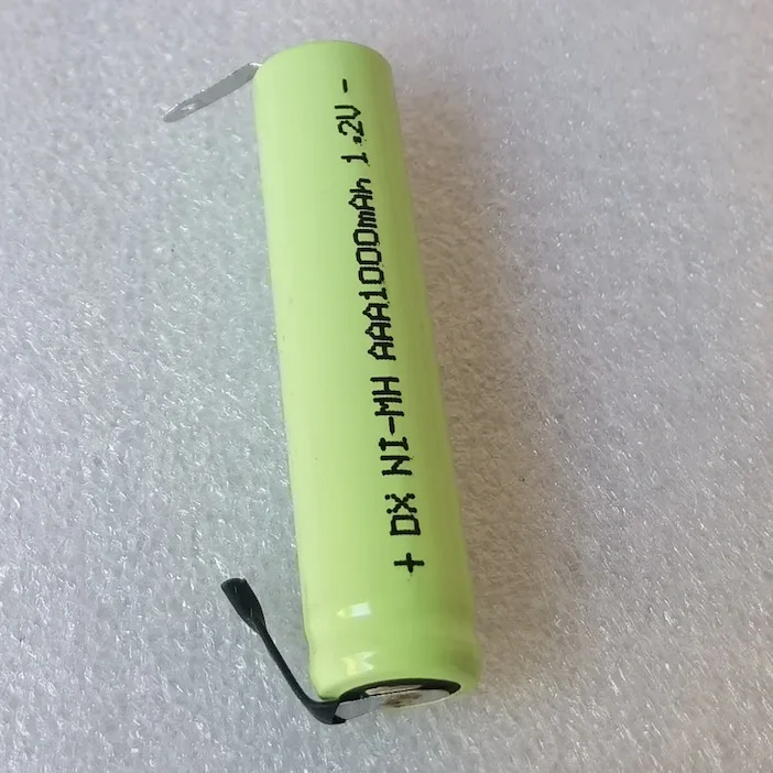 

1.2V AAA Ni-MH rechargeable battery cell 1000mah with welding tabs for Philips Braun electric shaver razor toothbrush