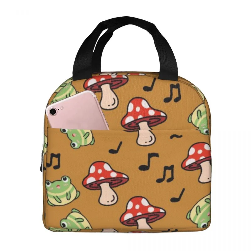 

Magic Wild Mushroom Pattern Cooler Lunch Box Portable Insulated Canvas Bag Thermal Food Picnic Bags For Women Kids