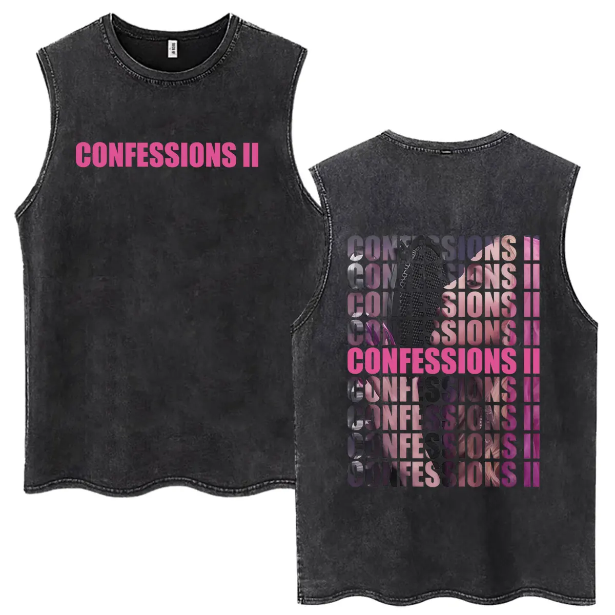 Фото Футболка-жилет унисекс оверсайз с принтом Madonna CONFESSIONS II Album Tour 2026, винтажная, с эффектом потертости, модная, свободная, повседневная, из хлопка №1