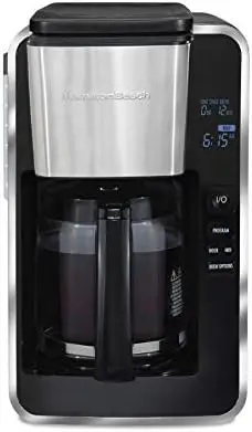 

Cup Programmable Front-Fill Drip Coffee Maker with Thermal Carafe, Auto Shutoff, 3 Brew Options, Black and Stainless Steel (4639