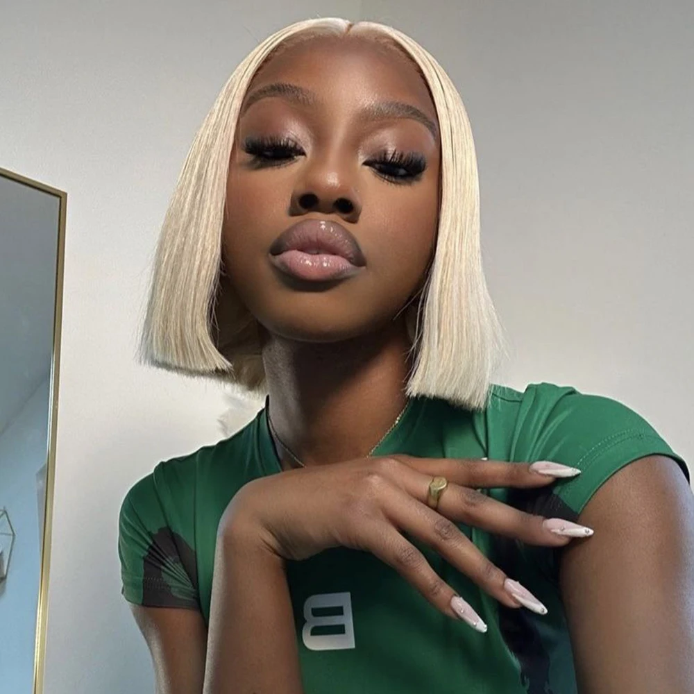 200% 4x4 13x4 613 парик из светлых волос человеческих на сетке спереди бразильский