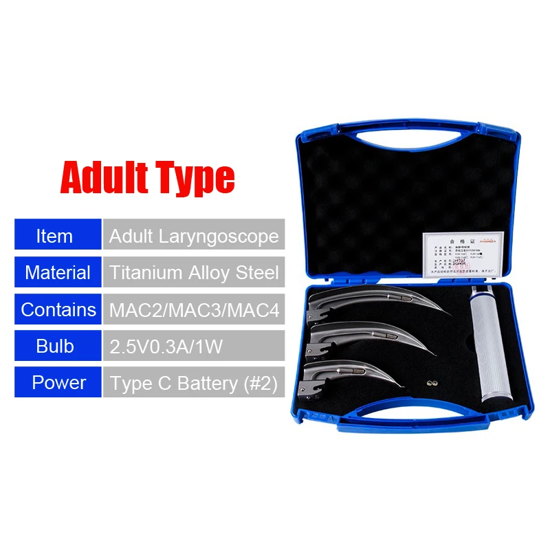 Медицинская анестезия для взрослых ларингоскоп оральное зеркало светодиодная