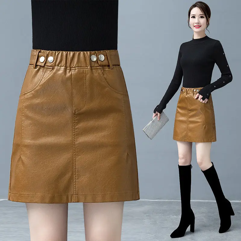 

Женская мини-юбка из ПУ кожи, с эластичным поясом