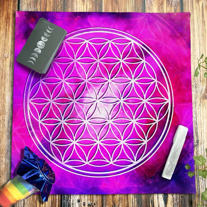 

Fuchsia Flower of Life Tarot Tablecloth Suede Altar Cloth Crystal Pendulum Pagan Witchcraft Divination Astrology Oracle Card Pad
