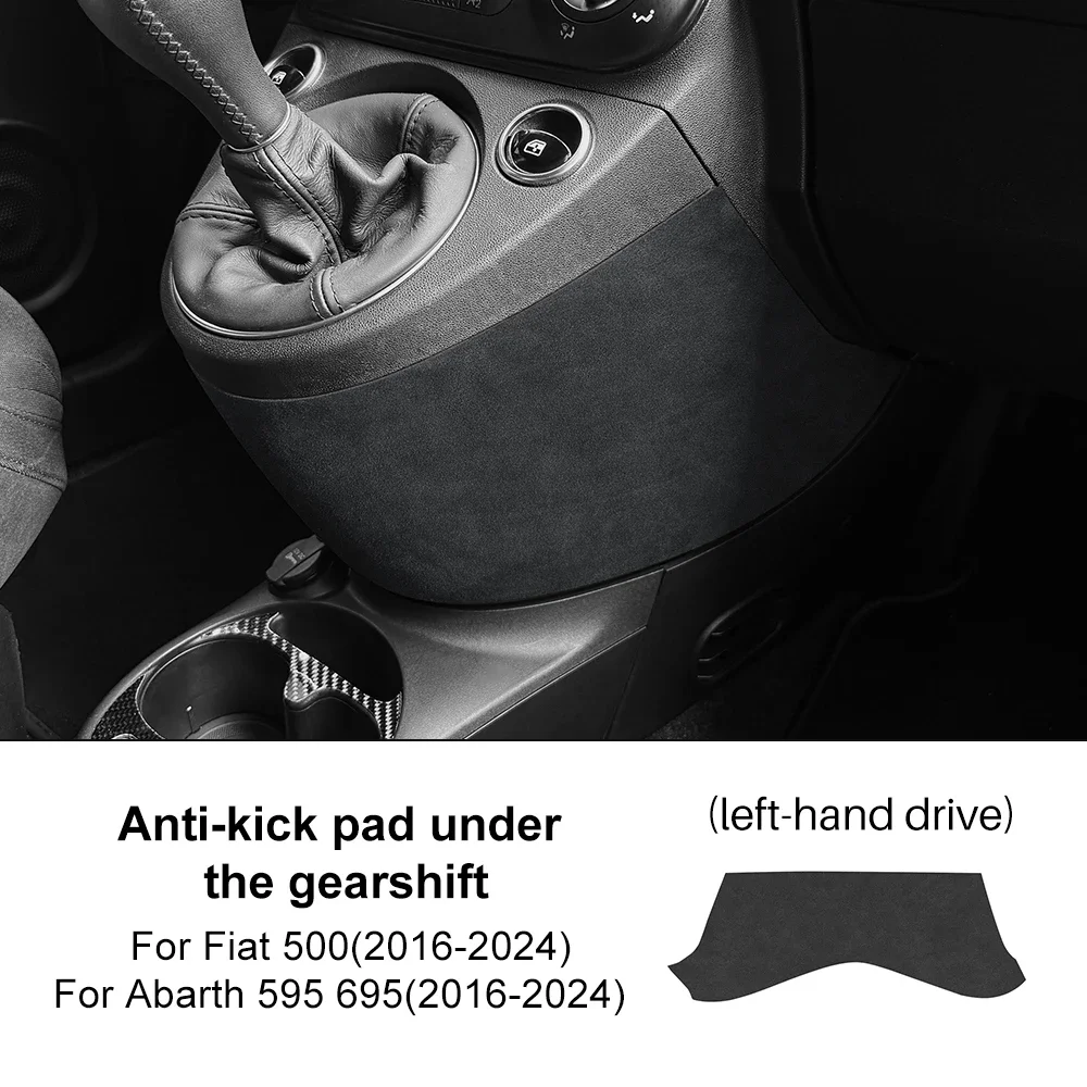 

Для Fiat 500 Abarth 595/695 2016-2024 верхняя замшевая наклейка LHD RHD автомобильная противоударная накладка под переключением передач аксессуары для внутренней отделки