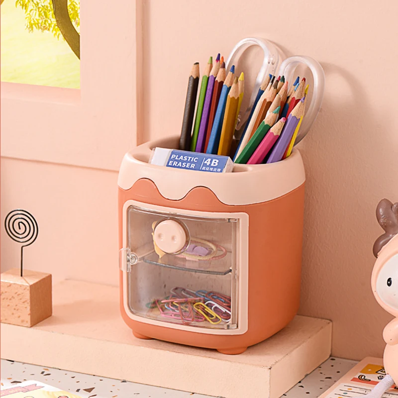 

Cute Piggy Pen Holder Children's Student Desk Accessories Ornaments Pencil Storage Box Desktop Organizer Stand Case Stationery