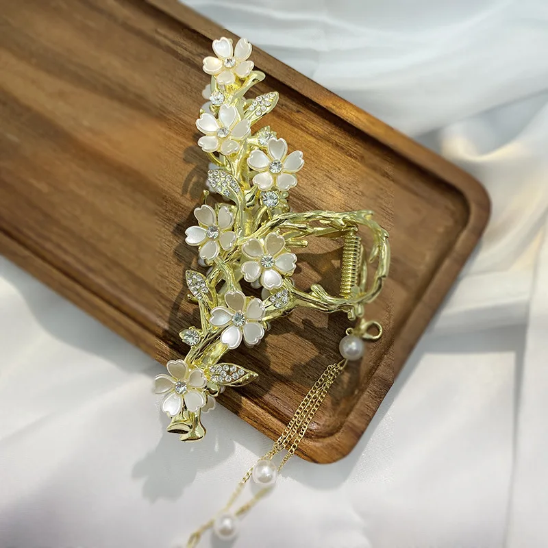 Элегантные цветы искусственные листья жемчужная бахрома заколка для волос