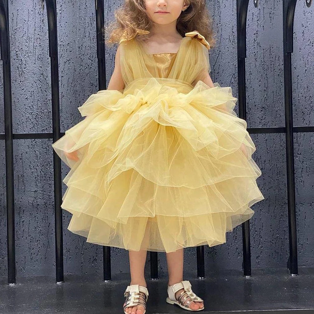

2023 Summer Girls Princess Dress Birthday Party Fashion Kid Yarn Wedding Tutu Dress Cotton Children Clothing Toddler Clothes