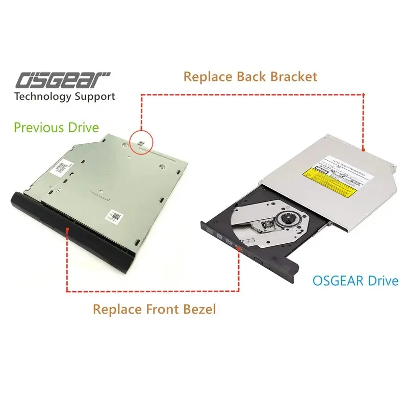 Фото Внутренний тонкий оптический привод 9,5 мм SATA 8X DVDRW CD DVD RW ROM Super Multi для ноутбуков и ПК/Mac, с загрузкой через лоток №4