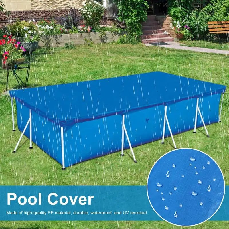 Фото Чехлы 400x211 см для грунтовых бассейнов, устойчивые к атмосферным воздействиям, прямоугольные покрытия для бассейна, многоразовые утолщенные брезенты для домашнего спа-центру, ванны №1