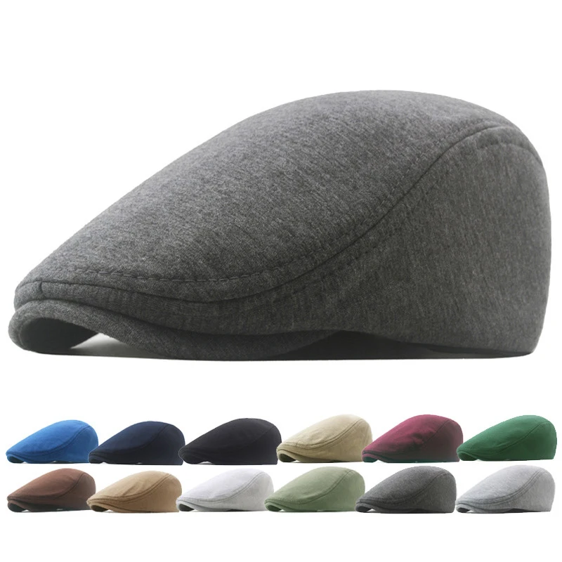 

Men's Spring Autumn Beret Newsboy Caps Korean Retro Solid Peaked Cap Forward Hat For Women Soft Casual Outdoor Painter Hat