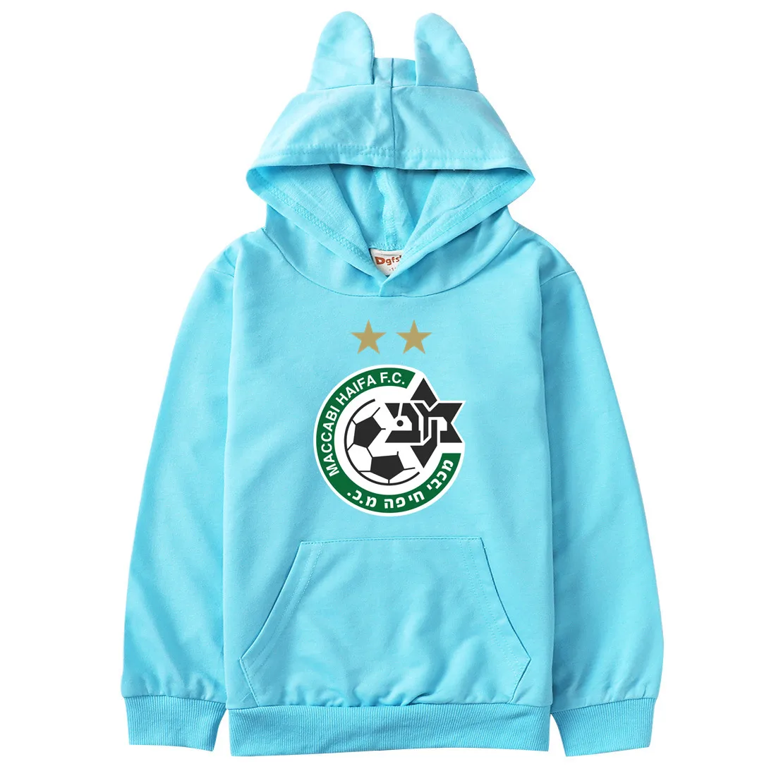 

Maccabi Haifa Print Boy Girl Fashion Cat Ear Hooded T-Shirt 2-13Y Kid Long Sleeve Casual T Shirt Children Autumn Spring Clothing