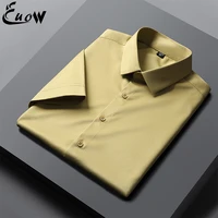euow 2022 fashion men suit tee shirts summer formal business short sleeved tops slim breathable anti wrinkle dress shirts men
