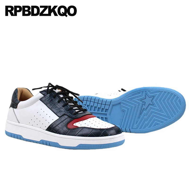 Кроссовки мужские спортивные составного кроя натуральная кожа Крокодиловая