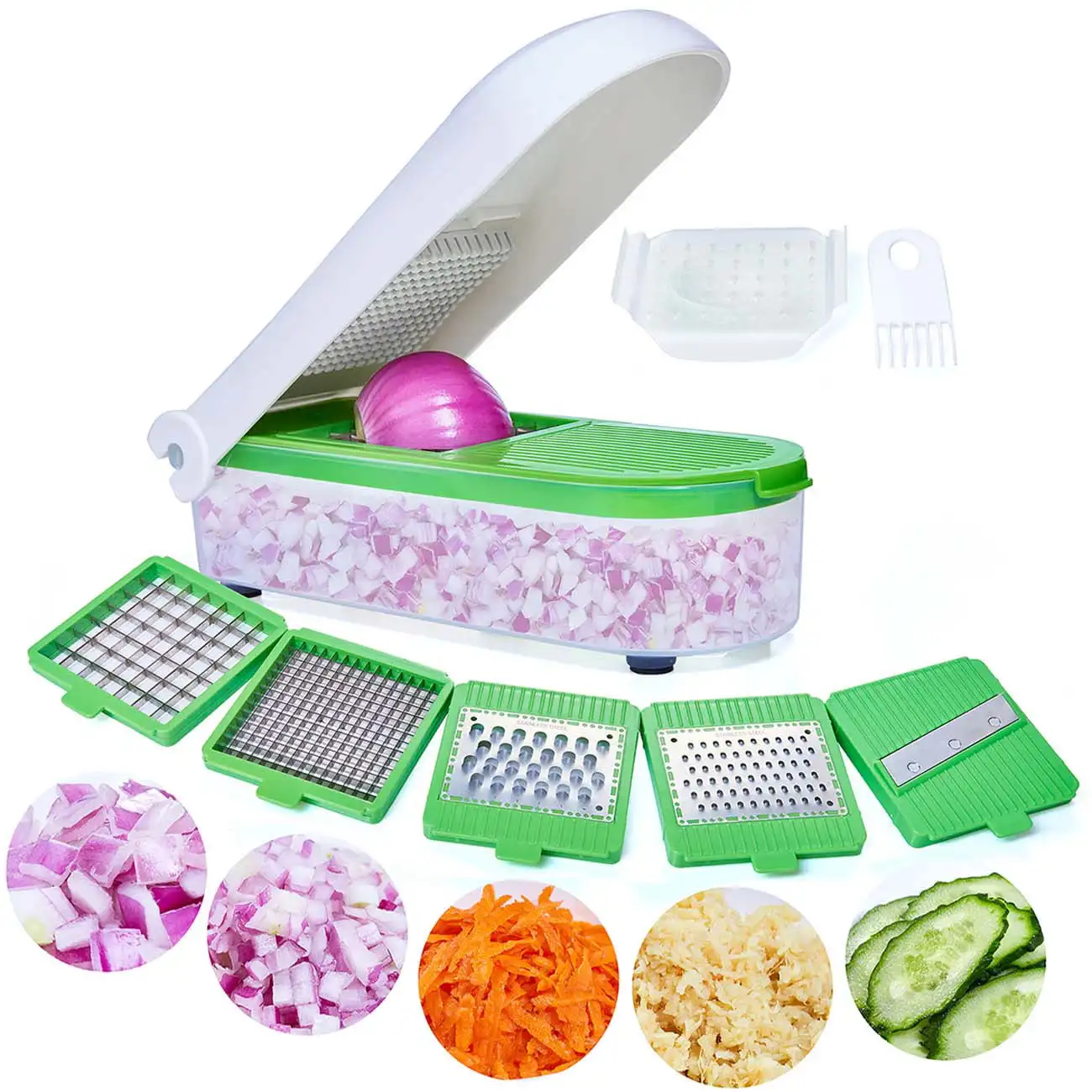 

Free Shipping Vegetable Chopper Pro Onion Chopper with 5 Blades Heavy Duty Multi Vegetable Fruit Cheese Slicer