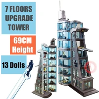 7 floor marvels avengers tower ironman spiderman starks industry thor thanos figures streetview building block brick gift toy