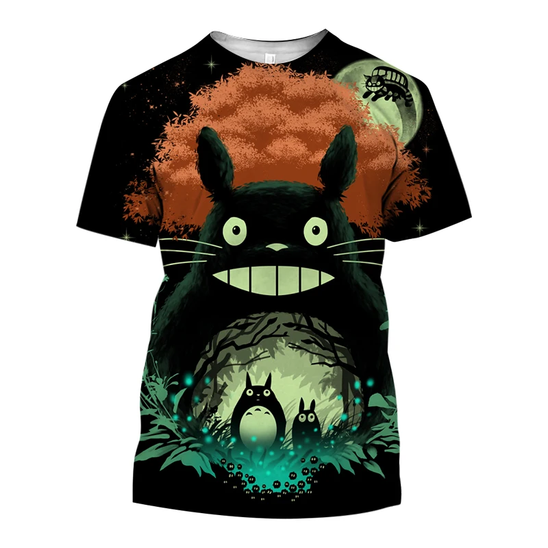 Fashion Cartoon Anime T-Shirts 3D Printing Totoro Pattern Men's and Women's Short Sleeve Tees Casual O-neck Loose Children Tops