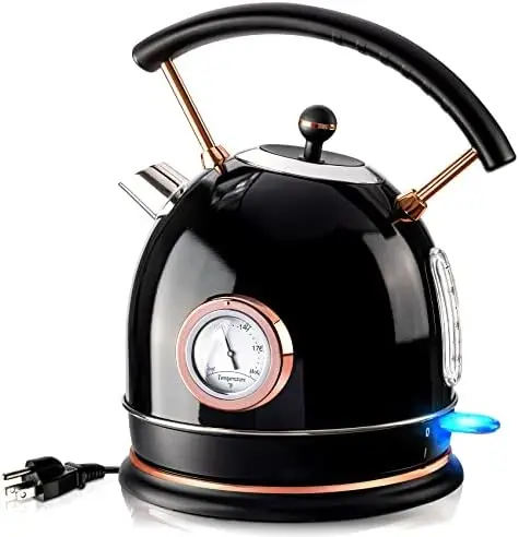 

Чайник из нержавеющей стали в стиле ретро, 1,8 л, чайник для горячей воды с датчиком температуры, светодиодный светильник, быстрое кипячение, автоматическое отключение & a